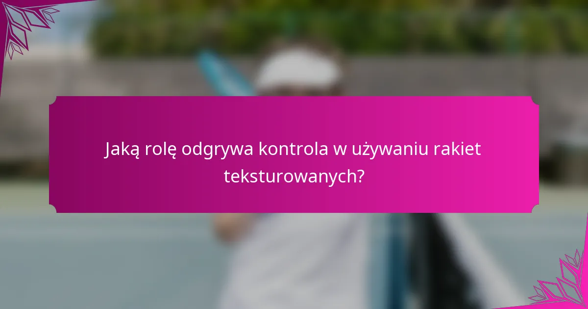 Jaką rolę odgrywa kontrola w używaniu rakiet teksturowanych?