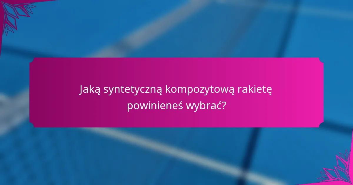 Jaką syntetyczną kompozytową rakietę powinieneś wybrać?