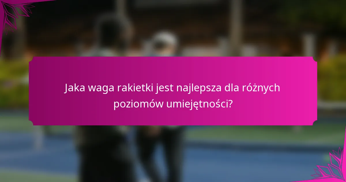 Jaka waga rakietki jest najlepsza dla różnych poziomów umiejętności?