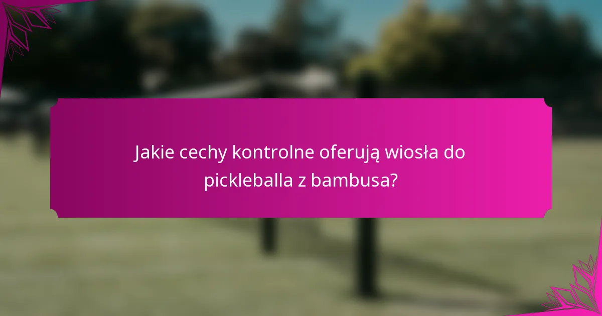 Jakie cechy kontrolne oferują wiosła do pickleballa z bambusa?