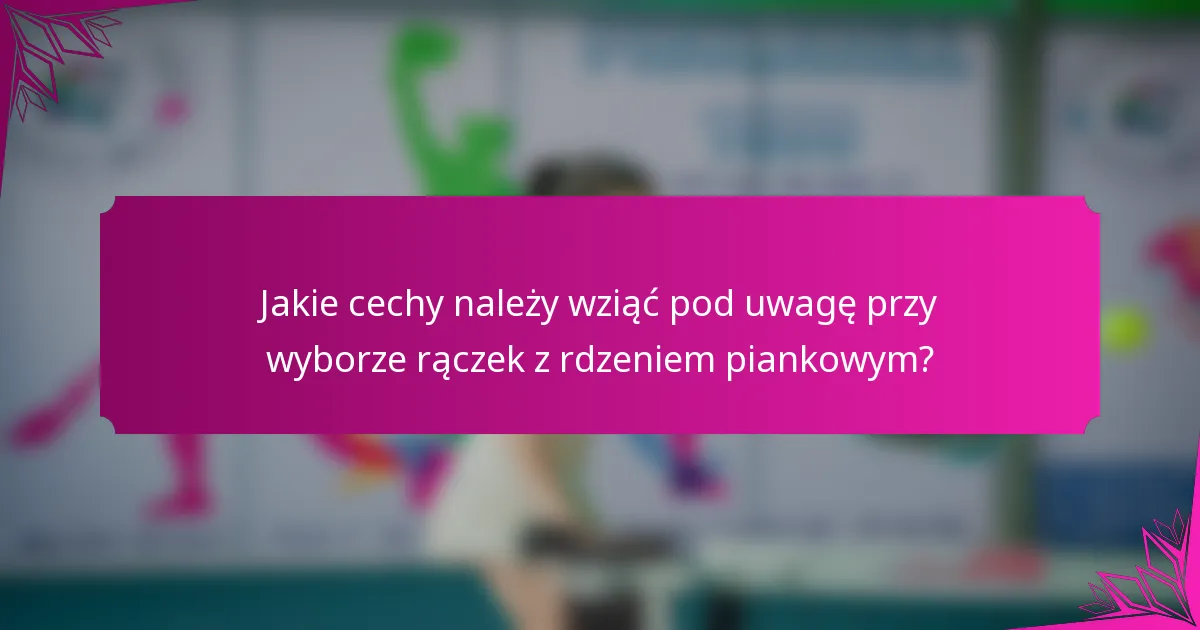 Jakie cechy należy wziąć pod uwagę przy wyborze rączek z rdzeniem piankowym?