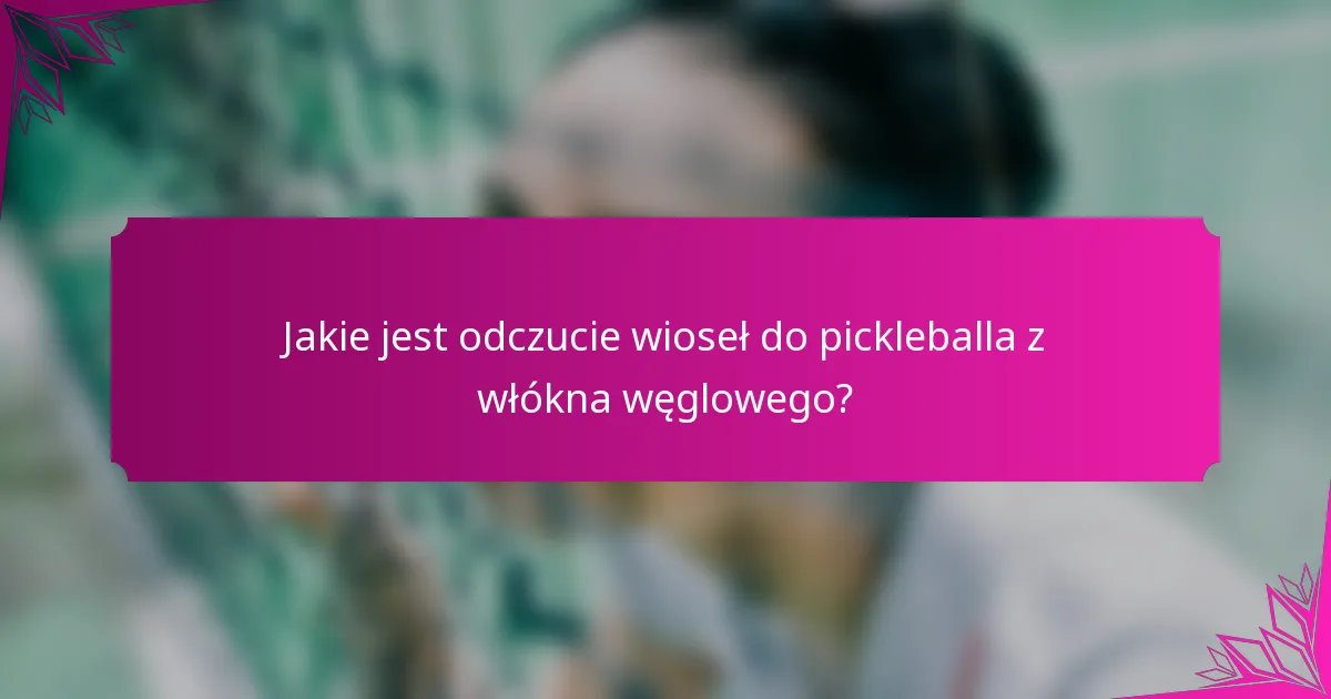 Jakie jest odczucie wioseł do pickleballa z włókna węglowego?