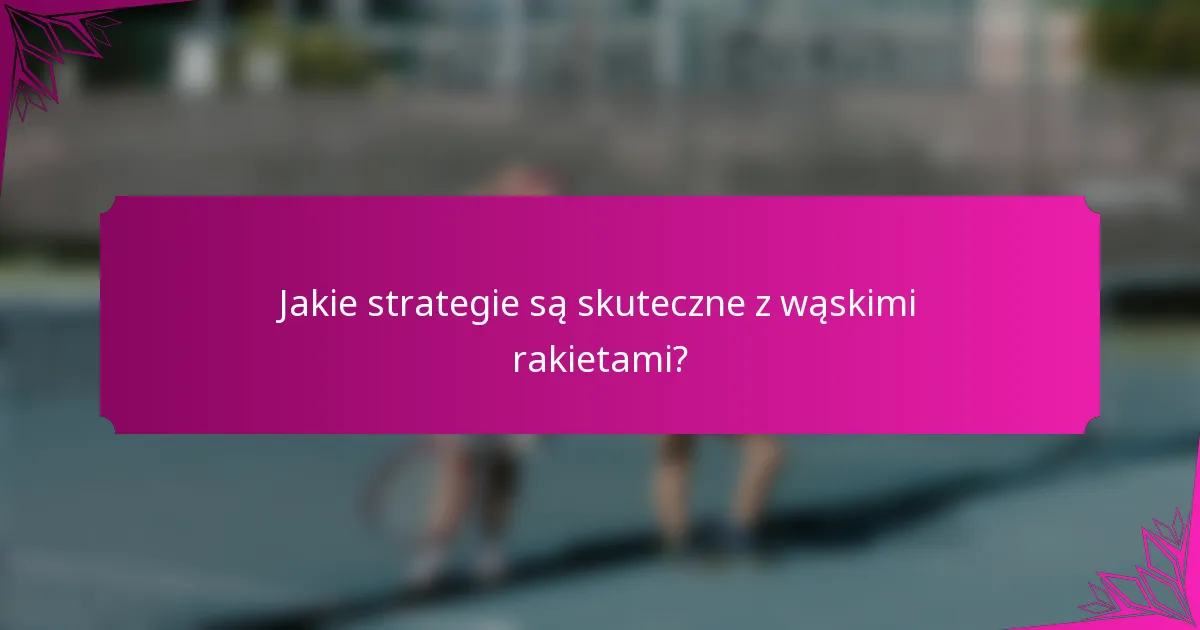 Jakie strategie są skuteczne z wąskimi rakietami?